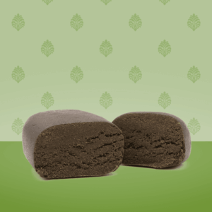 alt="Résine CBD Libanais 10% – teinte brun foncé, texture traditionnelle, arômes boisés et épicés"